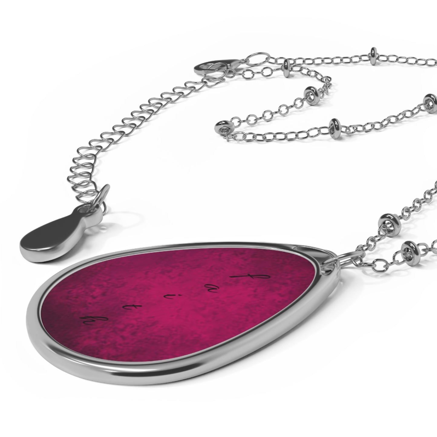 Oval Teardrop Pendant Necklace — Deep Ruby Photo Locket