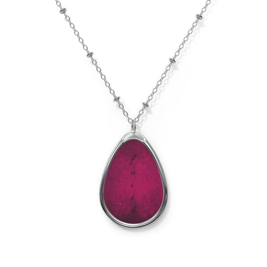 Oval Teardrop Pendant Necklace — Deep Ruby Photo Locket